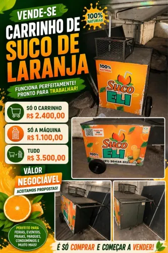 Vende-se Carrinho de Suco de Laranja + Máquina Industrial espremedor de suco
