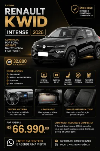 Renault Kwid Intense 1.0 Flex 12V 5P Mec. 2026