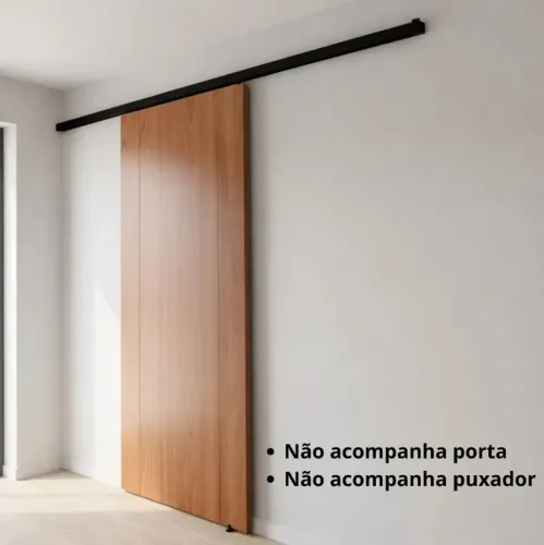 PORTA DE CORRER SOBREPOR - KIT PRETO + FOLHA AMESCLA - A PARTIR DE R$290