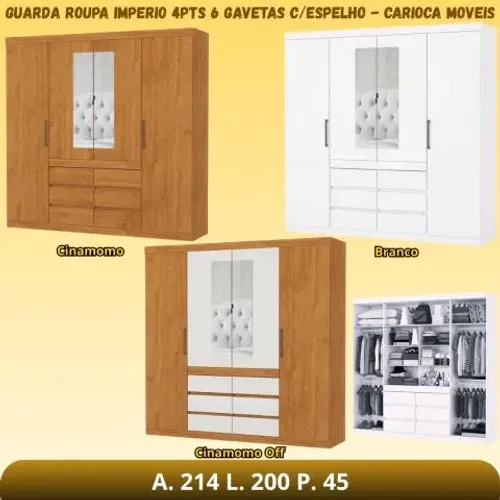 Guarda-roupa império 4 portas