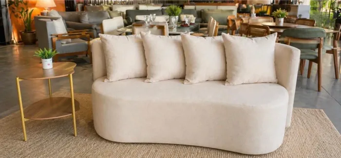 Sofá Orgânico Luxury Tecido Linho 160cm (Novo Direto da Fábrica)