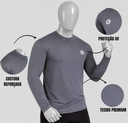 Camisa Manga Longa Segunda Pele Proteção Solar Uv Tamanho G
