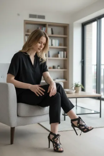 Sandália Louis Vuitton, elegante, couro, tamanho 36, preta