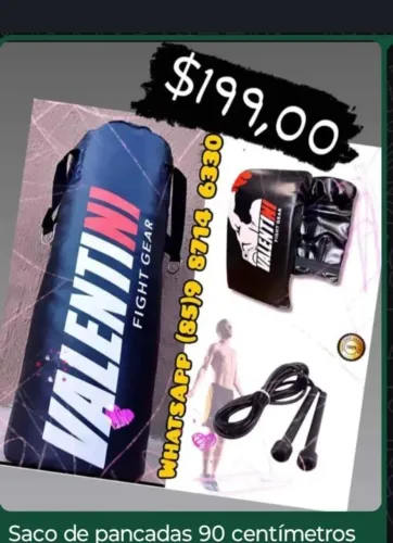 Saco de pancada profissional luvas e corda. Entrega grátis 