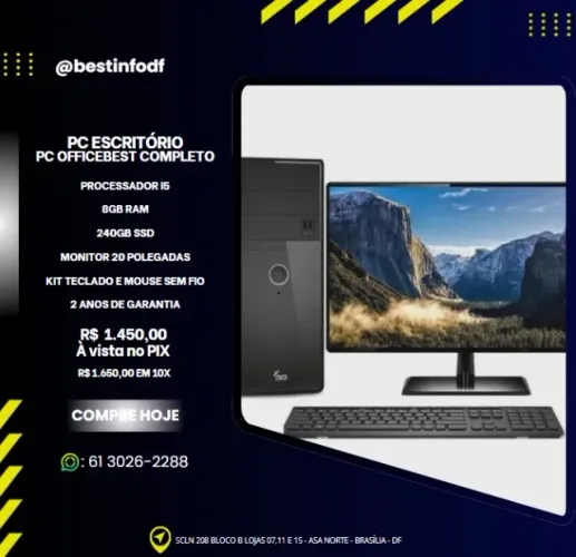 Computador Completo I5 / 240 SSD / 8GIGA / Monitor 20 / 2 Anos de Garantia