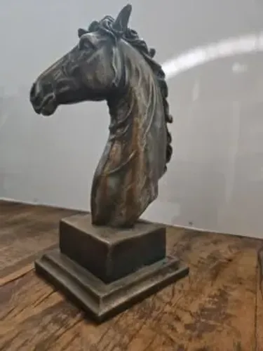 Escultura Estátua Busto Cabeça De Cavalo Fazenda 25 Cm