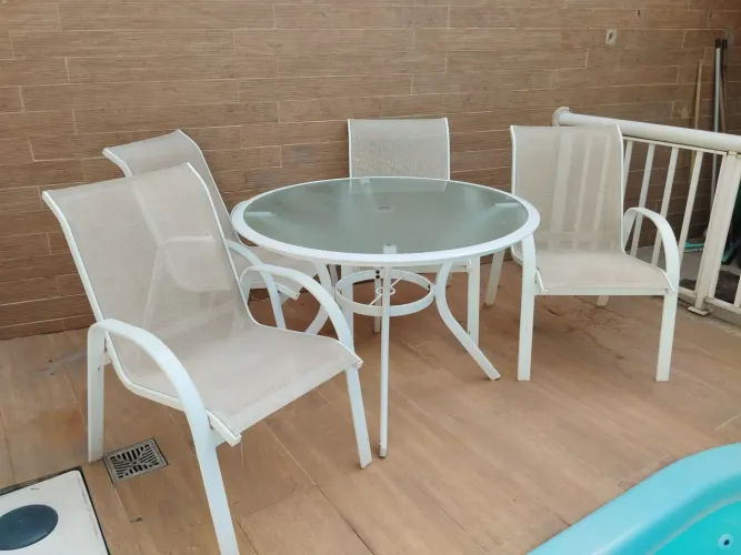 Mesa + cadeiras Piscina alumínio com tela sling