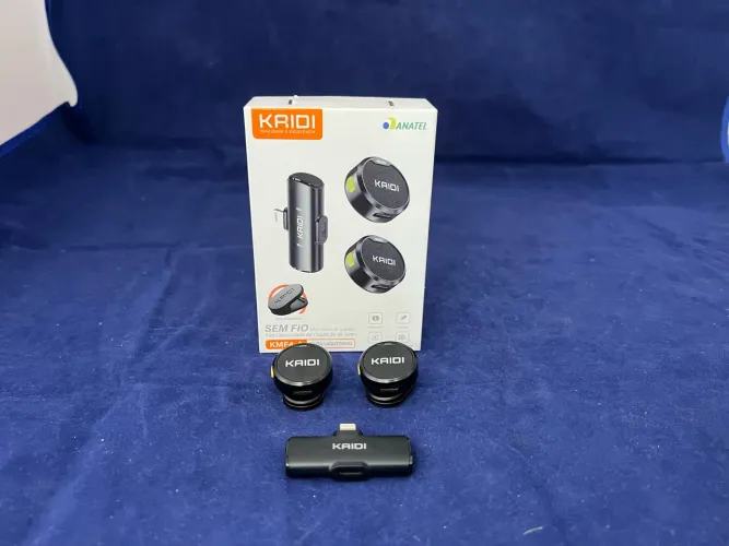 Microfone Lapela Duplo Kaidi Lighting Sem Fio Para iPhone