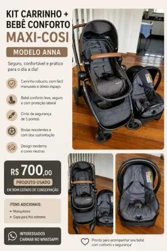 Como Carrinho + Bebê conforto Anna Maxi Cosi
