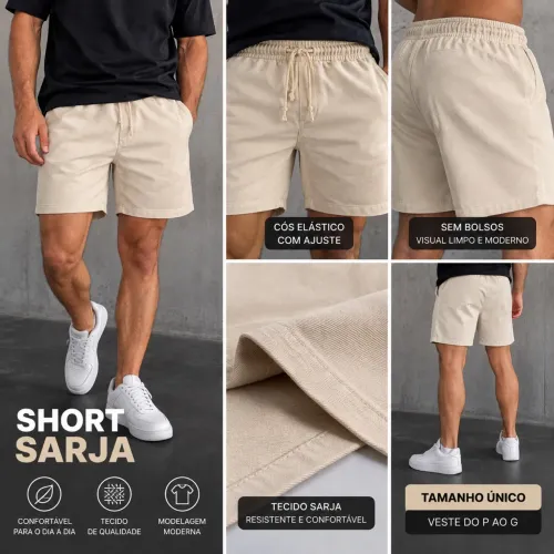 Short sarja masculino Tamanho Unico P ao G