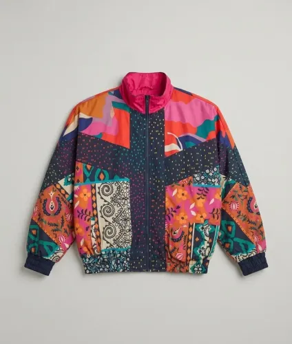 Jaqueta Corta-Vento Vintage Dupla Face Estampada / Rosa (G/GG)
