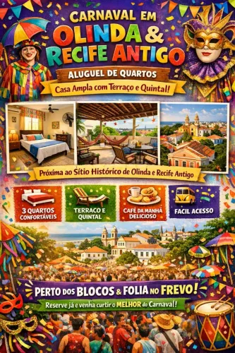 Quartos para alugar no CARNAVAL em OLINDA