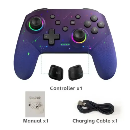 Controle S80 Pro2 Voyee Wireless, Bluetooth, RGB, Turbo, Giroscópio N Switch, Pc, Android