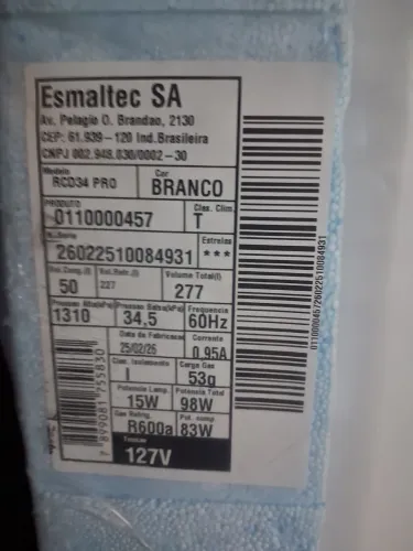 Vendo geladeira esmaltec litros 277
