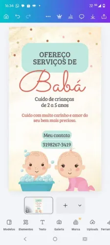 Cuido de crianças em minha residência. Não busco em escolas.
