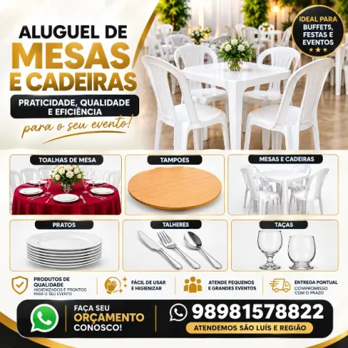 ALUGUEL DE MESA E CADEIRAS FEASTA E EVENTOS