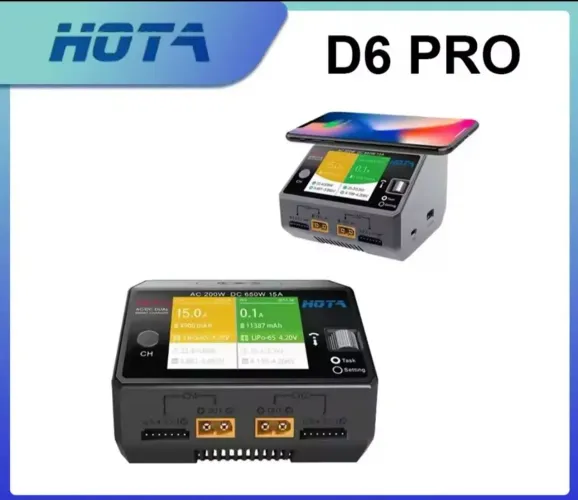 Carregador Duplo Hota D6 Pro 650W, 2x15A, DC, C/ Fonte Embutida - Lipo Life, Lion etc