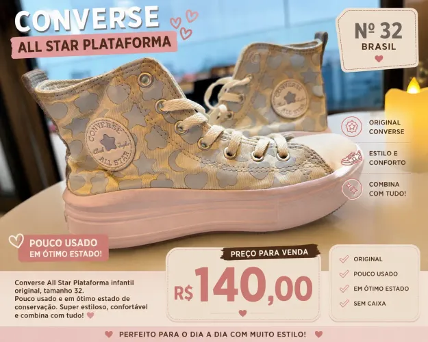 Tênis Converse All Star Plataforma Infantil 32