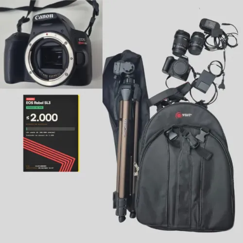 KIT CANON SL3 (2.000 cliques) - 2 LENTES + TRIPÉ + MOCHILA