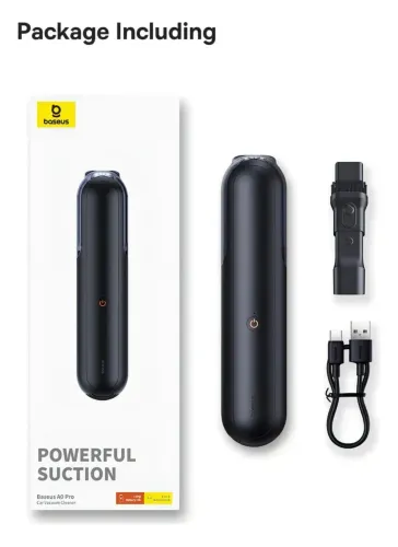 Aspirador De Pó Baseus A0 Pro, Portátil Recarregável, 4000pa Cor Preto