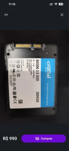 SSD SATA III 2TB Crucial BX500