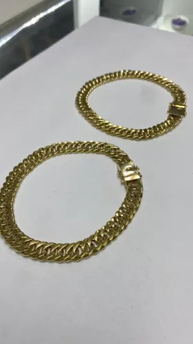 Pulseira de Ouro 18k Duplo Grumet 12g