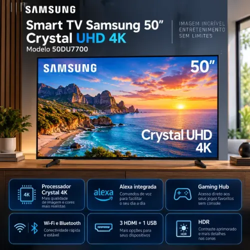 Smart TV Samsung 50? Crystal UHD 4K 50DU7700 Alexa Gaming Hub