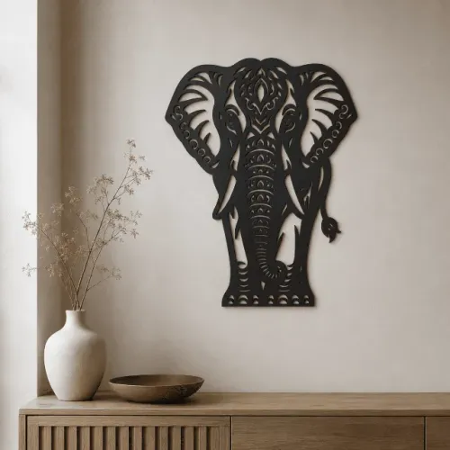 Quadro De Parede Mdf Elefante Com Detalhes Artísticos Vazado