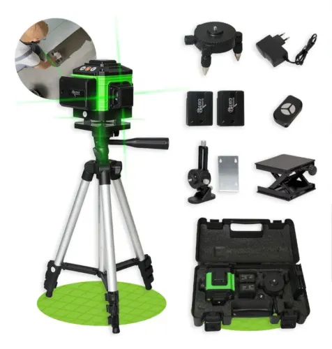 Nível a laser 12 linhas verde, 2 baterias + tripé etc