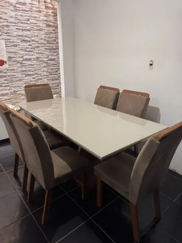 Mesa vídro 6 cadeiras
