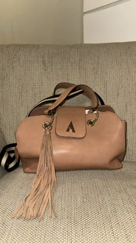 Bolsa Arezzo Boston Marrom Couro - Logo A - Semi Nova