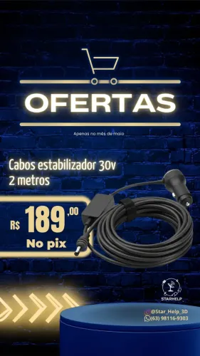 Cabo estabilizador de voltagem DC com entradas USB e USBc que liga direto no ascendedor de