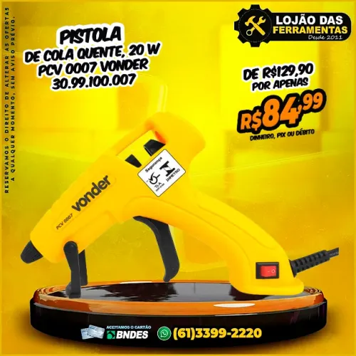 Pistola de cola quente 20W PCV 0007 VONDER 30.99.100.007