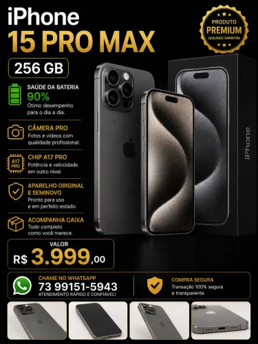 Iphone 15 Pro Max 256gb titânio preto