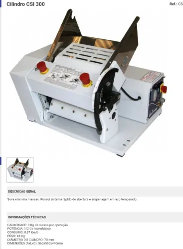 Cilindro Laminador de massa Elétrico
