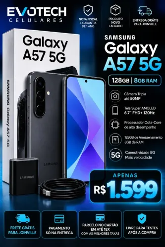 Samsung Galaxy A57 128GB cinza novo lacrado com nota fiscal e garantia