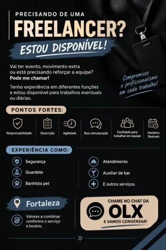 DISPONÍVEL PARA TRABALHOS FREELANCER EM FORTALEZA