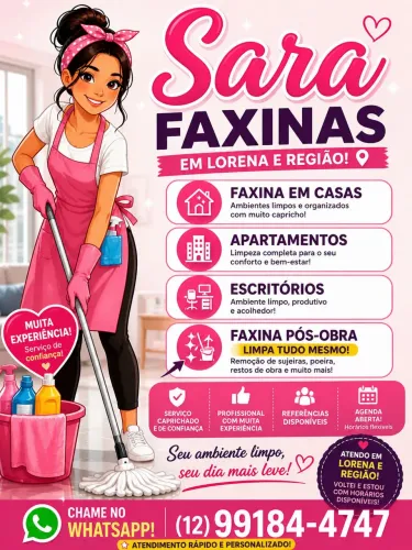 Pessoal, estou indicando uma faxineira muito boa!