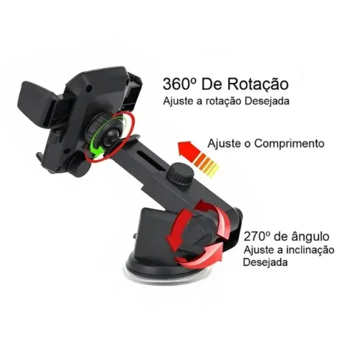 Suporte Veicular de Celular com Ventosa de Vidro
