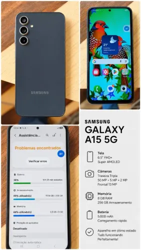 Samsung Galaxy A15 5G 256GB | 8GB RAM | Impecável | Completo | Oportunidade!