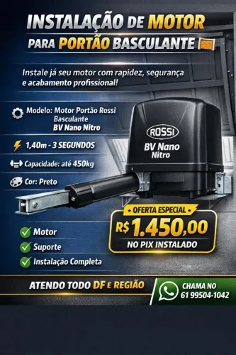 Motor Para portao basculante rossi nitro 450kg instalado.