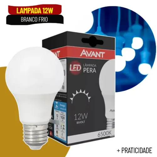 Lâmpada Avant Bulbo 12W E27 Bivolt 6500K Branco Frio Econômica - SCS81