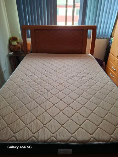 Cama (Madeira maciça) + Colchão (perfeito estado)
