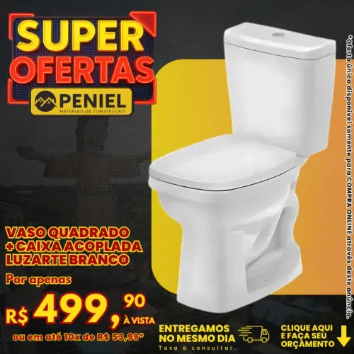 Vaso Quadrado + Caixa Acoplada Luzarte Branco