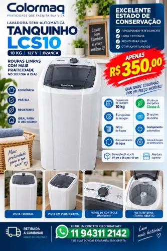 TANQUINHO COLORMAQ LCS10_10kg - 127V