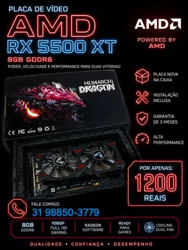 Placa de Vídeo Rx5500xt 8GB