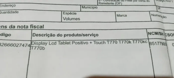 display mas touch do tablete positivo doação só peça não é tablete completo