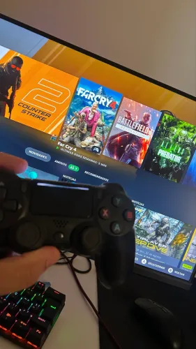 Controle pra PC/PS4/TV com adaptador Bluetooth