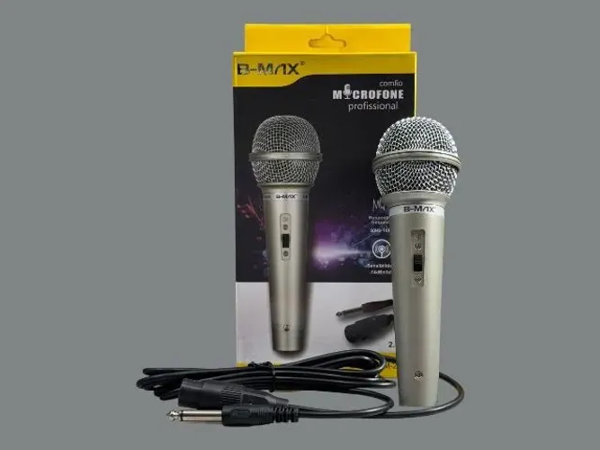 Microfone de Mão com Fio - Ideal para Karaokê, Palestras e Festas