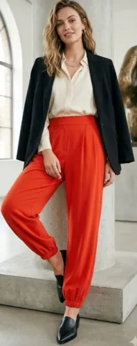 calça cenoura alfaiataria vermelho